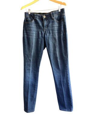 LIZ CLAIBORNE-MEDIUM WASH 98% COTTON ELASTIC WAIST CLASSIC SLIM LEG JEANS SIZE 8